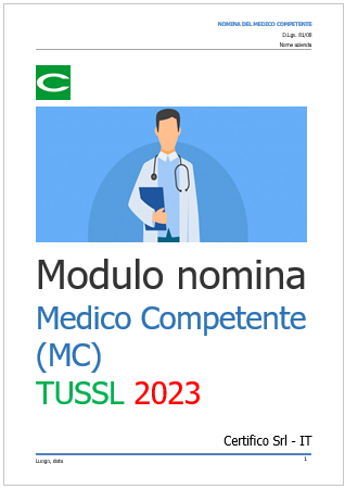 Modulo nomina Medico Competente  MC    TUSSL