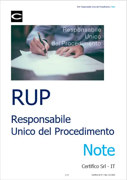 Responsabile Unico del Procedimento RUP Note Responsabile Unico del Procedimento RUP Note