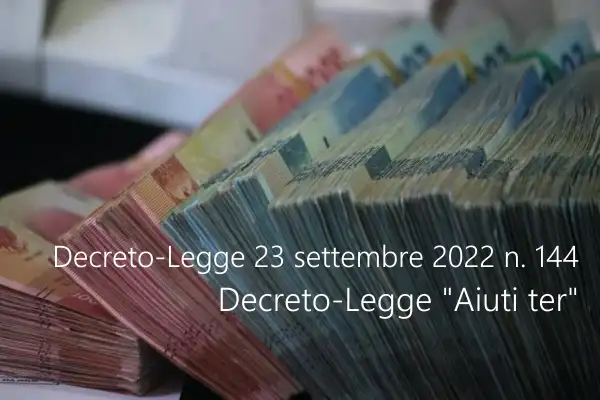 Decreto Legge 23 settembre 2022 n 144 Decreto Legge 23 settembre 2022 n 144