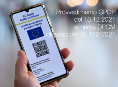 Provvedimento GPDP del 13.12.2021 su schema DPCM disposizioni DL 172/2021