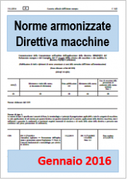 Novità elenco norme armonizzate Direttiva macchine Gennaio 2016