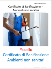 Modello Certificato di Sanificazione Ambienti non sanitari Covid-19