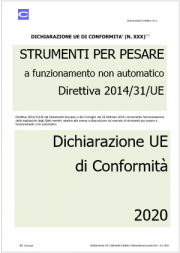 Dichiarazione UE di Conformità | Direttiva Strumenti per pesare