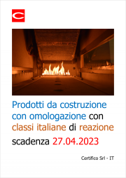 Prodotti da costruzione con omologazione con classi italiane di reazione - scadenza 27.04.2023