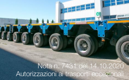 Nota n. 7431 del 14.10.2020 | Autorizzazioni ai trasporti eccezionali Nota n. 7431 del 14.10.2020 | Autorizzazioni ai trasporti eccezionali