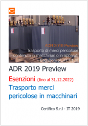 ADR 2019 Preview: Trasporto di merci pericolose in macchinari - Esenzioni 