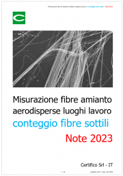 Misurazione fibre di amianto aerodisperse luoghi di lavoro / conteggio fibre sottili - Note 2023