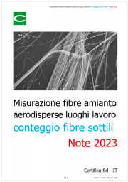 Misurazione fibre di amianto aerodisperse luoghi di lavoro / conteggio fibre sottili - Note 2023 Misurazione fibre di amianto aerodisperse luoghi di lavoro / conteggio fibre sottili - Note 2023