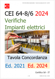 CEI 64-8 Parte 6 Verifiche Impianti elettrici - Tavola di concordanza Ed. 2021 / Ed. 2024 CEI 64-8 Parte 6 Verifiche Impianti elettrici - Tavola di concordanza Ed. 2021 / Ed. 2024