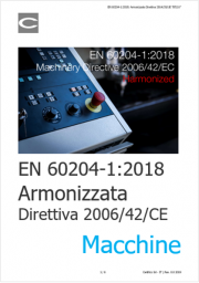 EN 60204-1:2018: Armonizzata Direttiva 2006/42/CE 