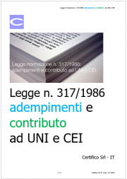 Legge normazione n. 317/1986: adempimenti e contributo ad UNI e CEI