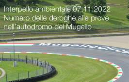 Interpello ambientale 07.11.2022 - Numero delle deroghe alle prove nell’autodromo del Mugello Interpello ambientale 07.11.2022 - Numero delle deroghe alle prove nell’autodromo del Mugello