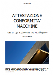 Attestazione Conformità macchine All. V D.Lgs 81/2008