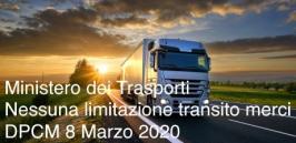 Ministero dei trasporti: nessuna limitazione transito merci | DPCM 8 Marzo 2020