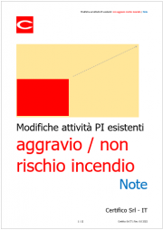 Modifiche ad attività PI esistenti: aggravio o non rischio incendio / Note