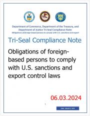 Tri-Seal Compliance Note US / responsabilità esportazioni a soggetti non statunitensi 