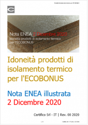 Idoneità materiali isolanti termici ECOBONUS | Nota ENEA 02 Dicembre 2020