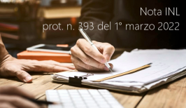 Nota INL prot. n. 393 del 1° marzo 2022