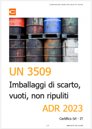 ADR: il nuovo ONU 3509 Applicazione ADR: il nuovo ONU 3509 Applicazione