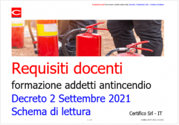 Requisiti docenti formazione addetti antincendio - Decreto 2 Settembre 2021 / Schema di lettura