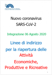 COVID-19 | Linee guida riapertura attività Economiche e Produttive Rev. 06 Agosto 2020