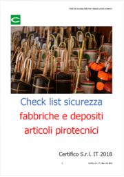 Check list sicurezza fabbriche e depositi articoli pirotecnici