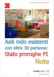 Asili nido esistenti con oltre 30 persone: Stato proroghe PI