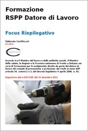 Focus Formazione RSPP Datore di Lavoro