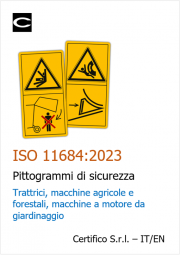 Raccolta pittogrammi ISO 11684 Macchine agricole forestali e altro