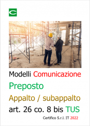 Modelli Comunicazione preposto appalto e subappalto art. 26 co. 8 bis TUS Modelli Comunicazione preposto appalto e subappalto art. 26 co. 8 bis TUS
