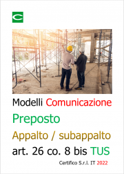 Modelli Comunicazione preposto appalto e subappalto art. 26 co. 8 bis TUS