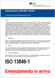 EN ISO 13849-1 Edizione 2015 in arrivo (Emendamento 1)