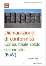 Dichiarazione di conformità combustibile solido secondario (EoW) 