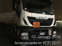 ADR: Amendments into force since 3 January 2018
