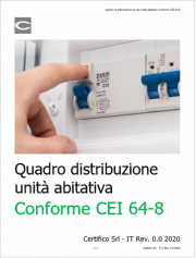 Quadro di distribuzione di una unità abitativa Conforme CEI 64-8