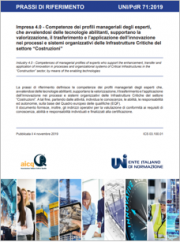 UNI/PdR 71:2019 | Impresa 4.0 profili esperti settore Costruzioni UNI/PdR 71:2019 | Impresa 4.0 profili esperti settore Costruzioni