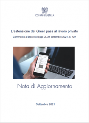 Confindustria - Nota di Aggiornamento settembre 2021: Estensione green pass