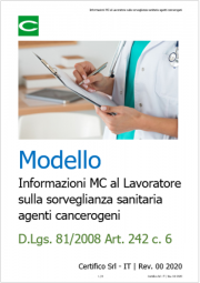 Modello Informazioni MC al Lavoratore sulla sorveglianza sanitaria agenti cancerogeni