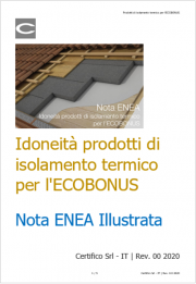 Idoneità materiali isolanti termici per l'ECOBONUS | Nota ENEA Idoneità materiali isolanti termici per l'ECOBONUS | Nota ENEA
