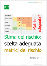 Stima del rischio: scelta delle matrici del rischio Stima del rischio: scelta delle matrici del rischio