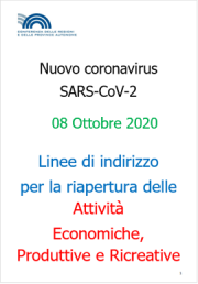 COVID-19 | Linee guida riapertura attività Economiche e Produttive Rev. 08 Ottobre 2020