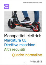 Monopattini elettrici: Marcatura CE Direttiva macchine / Requisiti