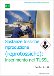 Sostanze tossiche per la riproduzione (reprotossiche): inserimento nel TUSSL