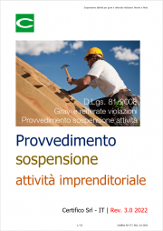 Sospensione attività per gravi e reiterate violazioni: Norme e Note