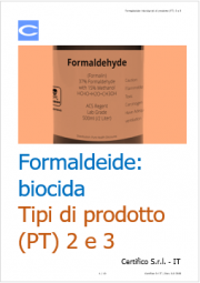 Formaldeide: biocida tipi di prodotto 2 e 3 Formaldeide: biocida tipi di prodotto 2 e 3