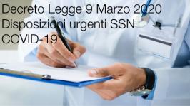 Decreto Legge 9 marzo 2020, n. 14 | Disposizioni urgenti SSN COVID-19