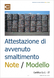 Attestazione di avvenuto smaltimento: Note e Modello Attestazione di avvenuto smaltimento: Note e Modello