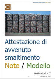 Attestazione di avvenuto smaltimento: Note e Modello