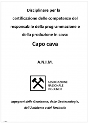 Disciplinare certificazione professione di responsabile cava - Capo cava Disciplinare certificazione professione di responsabile cava - Capo cava