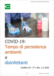COVID-19: Tempo di persistenza ambienti e disinfettanti